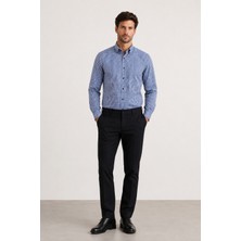 Bihan Store Erkek Klasik Uzun Kol Ekose Gömlek - Ek 1111 - Mavi