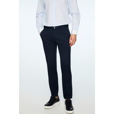 Morven  Erkek Lacivert Pamuk Trend Düz Slim Fit Chino Pantolon