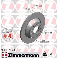 Zimmermann Arka Fren Aynası Audı A6 4b.c5 3.0 Quattro 07/04 > A6 4f2 2.0 Tdı 07/04 > 302X11.7X9DL 986479257-DF4434