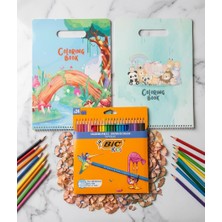 Bic Kids Tropicolors 24’lü Kuru Boya Kalemi Seti - 2 Adet Kapaklı ve Kulplu Boyama Defteri Hediyeli