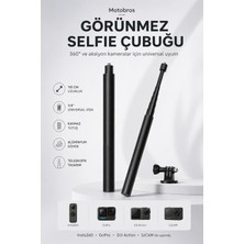 Motobros İNSTA360 Görünmez Invisible Selfie Çubuğu Teleskopik Aksiyon Kamera Çubuğu INSTA360 Gopro Djı Action