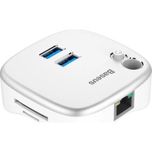 Akıllı Durak Baseus Çok Fonsiyonlu Notebook Adaptörü Hub Dual USB 3.0 RJ45 TF/SD-(5775)