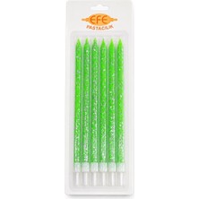 Efe Pastacılık Yeşil Gümüş Simli Uzun Pasta Mumu 17 cm