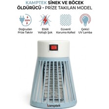 Kamptek Kamp Teknolojisi Kamptek Sinek ve Böcek Öldürücü Prizi Takılan Uv Lambalı Elektrikli Sinek Savar Böcek Öldürücü 220V Korumal