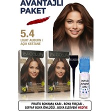 Sea Color Set Saç Boyası 5.4 Açık Kestane 2 Li 2 Kutu+Pratik Boya Kabı