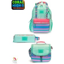 Coral High Su Yeşili Okul Çantası-Thermo Beslenme Çantası - Kalemlik Set
