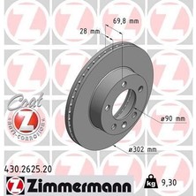 Zimmermann Ön Fren Aynası Renault Master Iıı 10> Master Iv 20> Opel Movano B 10> 2.3dci 302X28X5 5 Delik Havalı