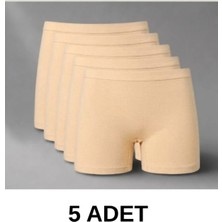 Rocmay 5'li Kadın Bej Modal Boxer Rahat Esnek Dikişsiz Boxer Külot - 1006