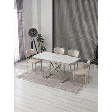 JoyMassa Venoxa 70X110  Mdf Masa / 4 Polo Sandalyeli Masa Takımı
