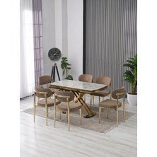 JoyMassa Venoxa 80X120 Mdf Masa / 6 Polo Sandalyeli Masa Takımı