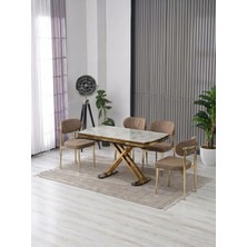 JoyMassa Venoxa 70X110  Mdf Masa / 4 Polo Sandalyeli Masa Takımı