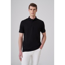 Morven  Erkek Siyah Trend Polo Yaka Rayon Dinamik Fit Tshirt