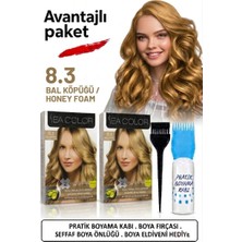 Sea Color Set Saç Boyası 8.3 Bal Köpüğü 2 Li 2 Kutu+Pratik Boya Kabı