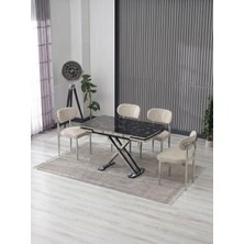 JoyMassa Venoxa 70X110  Mdf Masa / 4 Polo Sandalyeli Masa Takımı