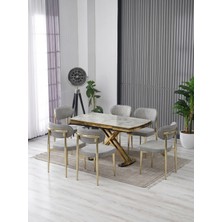 JoyMassa Venoxa 80X120 Mdf Masa / 6 Polo Sandalyeli Masa Takımı