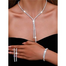 Mupte Jewelry Zirkon Taşlı Takı Seti Kolye Küpe Bileklik Set