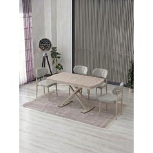 JoyMassa Venoxa 70X110  Mdf Masa / 4 Polo Sandalyeli Masa Takımı