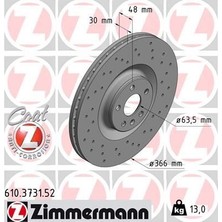 Zimmermann Ön Fren Aynası Volvo XC90 Iı 2014&GT;2022 XC60 Iı 2018 > 366 Cap 19 Jant Delikli