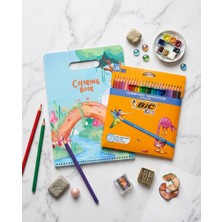 Bic Kids Tropicolors 24’lü Kuru Boya Kalemi Seti - 1 Adet Kapaklı ve Kulplu Boyama Defteri Hediyeli
