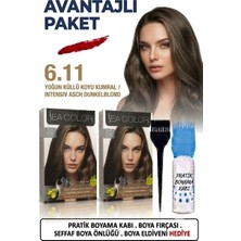 Sea Color Set Saç Boyası 6.11 Yoğun Küllü Koyu Kumral 2 Li 2 Kutu+Pratik Boya Kabı