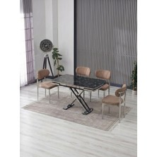 JoyMassa Venoxa 70X110  Mdf Masa / 4 Polo Sandalyeli Masa Takımı