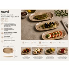 Bonnami Bonna Terrain Gourmet Porselen Oval Kayık Tabak 19X11 cm - Doğal Dokulu Rustik Mezelik, Kahvaltılık ve Sunum Tabağı