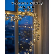 Akıllı Durak Pilli Gümüş Yaprak LED Işık Ev Içi ve Yılbaşı Dekor Aydınlatması