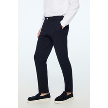 Morven  Erkek Lacivert Rayon Trend Düz Slim Fit Pantolon