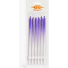 Efe Pastacılık Metalik Beyaz Mor Uzun Pasta Mumu 17 cm