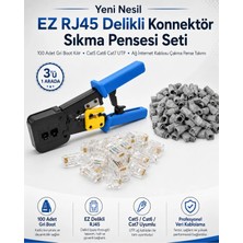 Derwell Yeni Nesil Ez RJ45 Delikli Konnektör Sıkma Pensesi Seti 100 Adet Gri Boot Kılıf Cat5 Cat6 Cat7 Utp Ağ Internet Kablosu Çakma Pense Takımı Veri Iletişim Kablolama Seti Profesyonel Bağlantı Elemanları