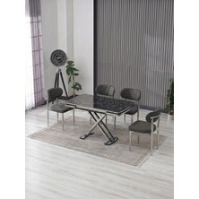 JoyMassa Venoxa 70X110  Mdf Masa / 4 Polo Sandalyeli Masa Takımı