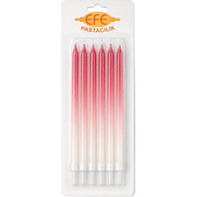 Efe Pastacılık Metalik Beyaz Bordo Uzun Pasta Mumu 17 cm