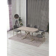 JoyMassa Venoxa 70X110  Mdf Masa / 4 Polo Sandalyeli Masa Takımı