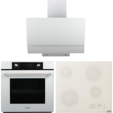 Alveus Elegance Beyaz Elektrikli 3'lü Cam Dijital Ankastre Set (3000-VİTRO-MFA627)