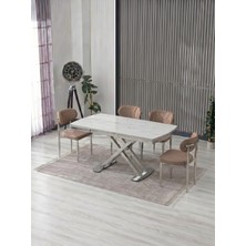 JoyMassa Venoxa 70X110  Mdf Masa / 4 Polo Sandalyeli Masa Takımı