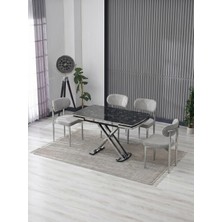 JoyMassa Venoxa 70X110  Mdf Masa / 4 Polo Sandalyeli Masa Takımı