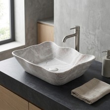 Lena EY-4810M Mermer Desenli Tezgah Üstü Lavabo