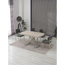 JoyMassa Venoxa 70X110  Mdf Masa / 4 Polo Sandalyeli Masa Takımı