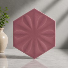 Armada Çini 15X17 cm Çiçekli Koyu Pembe Altıgen Seramik