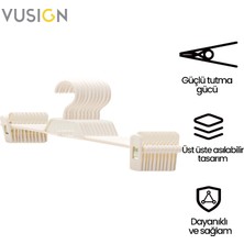 Vusign Vusıgn Plastik Pantolon Askısı – Mandallı Kıyafet Askısı – 34×14,5×2,5 cm – Ahşap Rengi 10'lu Paket