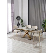 JoyMassa Venoxa 70X110  Mdf Masa / 4 Polo Sandalyeli Masa Takımı