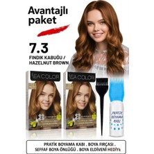 Sea Color Set Saç Boyası 7.3 Fındık Kabuğu 2 Li 2 Kutu+Pratik Boya Kabı