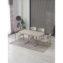 JoyMassa Venoxa 70X110  Mdf Masa / 4 Polo Sandalyeli Masa Takımı