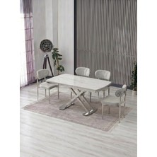 JoyMassa Venoxa 70X110  Mdf Masa / 4 Polo Sandalyeli Masa Takımı