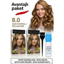 Sea Color Set Saç Boyası 8.0 Açık Kumral 2 Li 2 Kutu+Pratik Boya Kabı