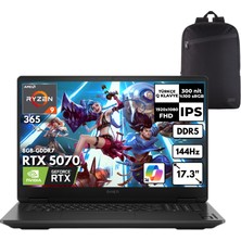 Hp Omen 17-DB1003NT Ryzen Aı 9-365 64-Gbddr5 1 Tbssd RTX5070 (8gb-Gddr7) 17.3" Fhd Windows 10 Pro + Hmf Sırt Çantası C67G1EAHMF38