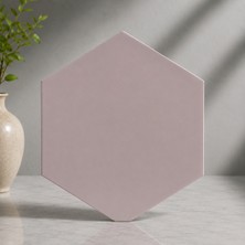 Armada Çini 15X17 cm Düz Açık Pembe Altıgen Seramik