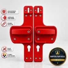 Bariyerli Kapı Kolu | Kırmızı| Çocuk Güvenlikli | Okul, Kreş ve Eğitim Alanlarına Uygun