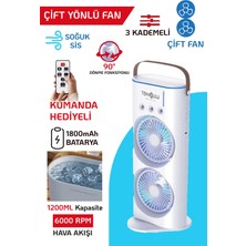 Teknoloji Gelsin Masaüstü Vantilatör Taşınabilir Buzlu Su Spreyli Çift Katlı Fan Rgb LED Şarjlı Kumandalı 6000 Rpm