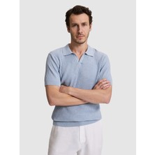 Cacharel Erkek Bebe Mavi Slim Fit %100 Pamuk Apaş Yaka Triko T-Shirt 50320580-VR249